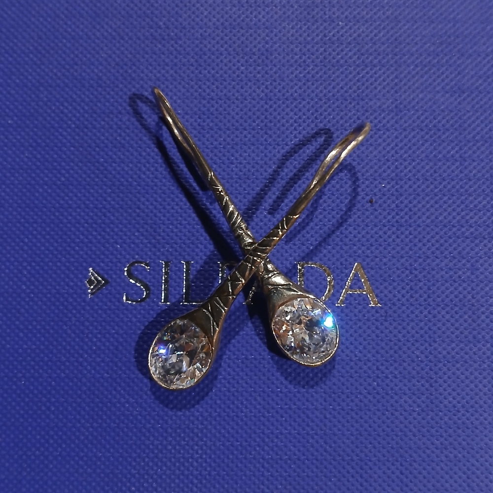 ✨️Silpada Falling Star Cubic Zirconia Earrings in Sterling Silver ✨️ - Picture 10 of 15